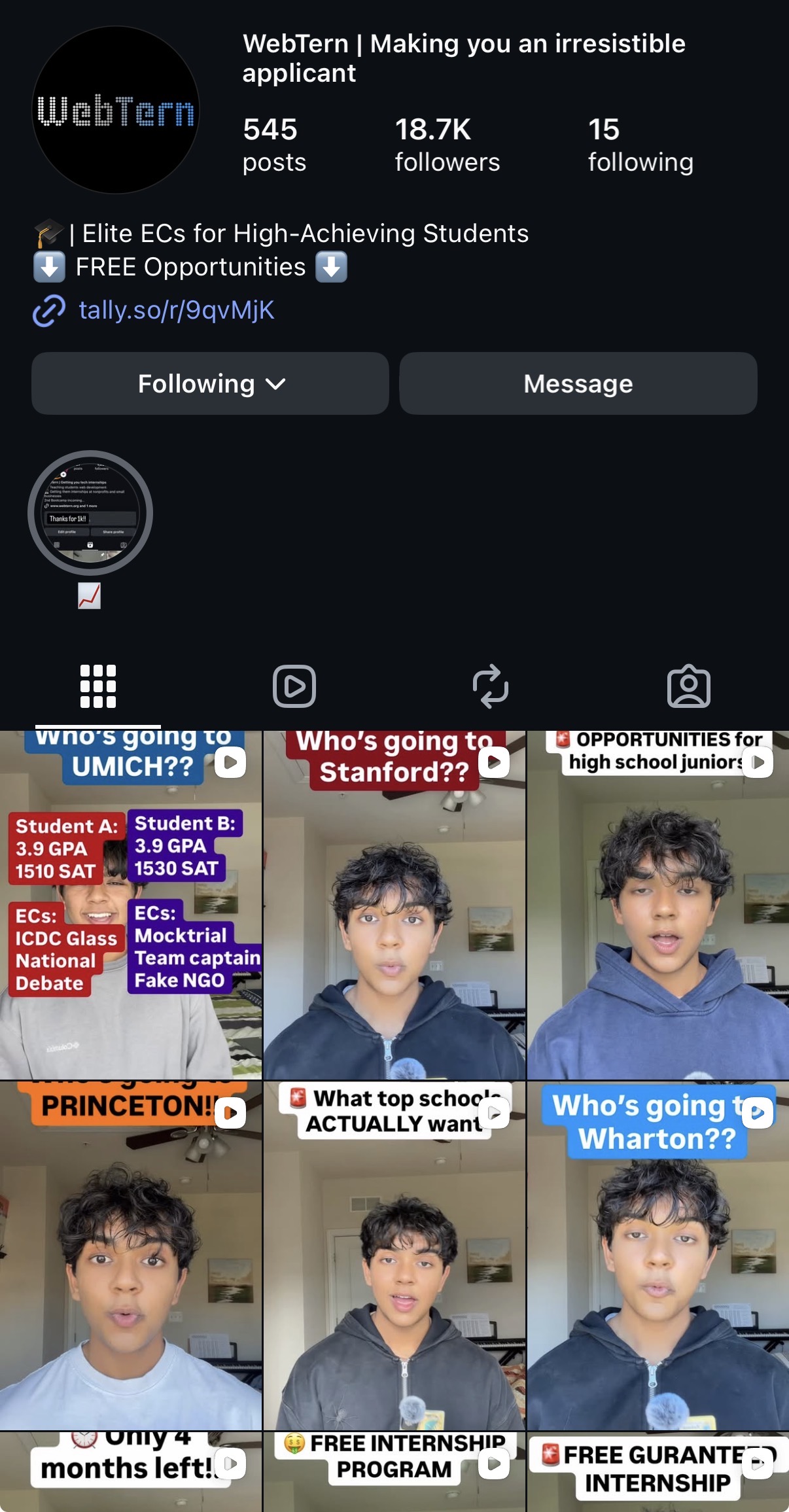 WebTern Instagram profile